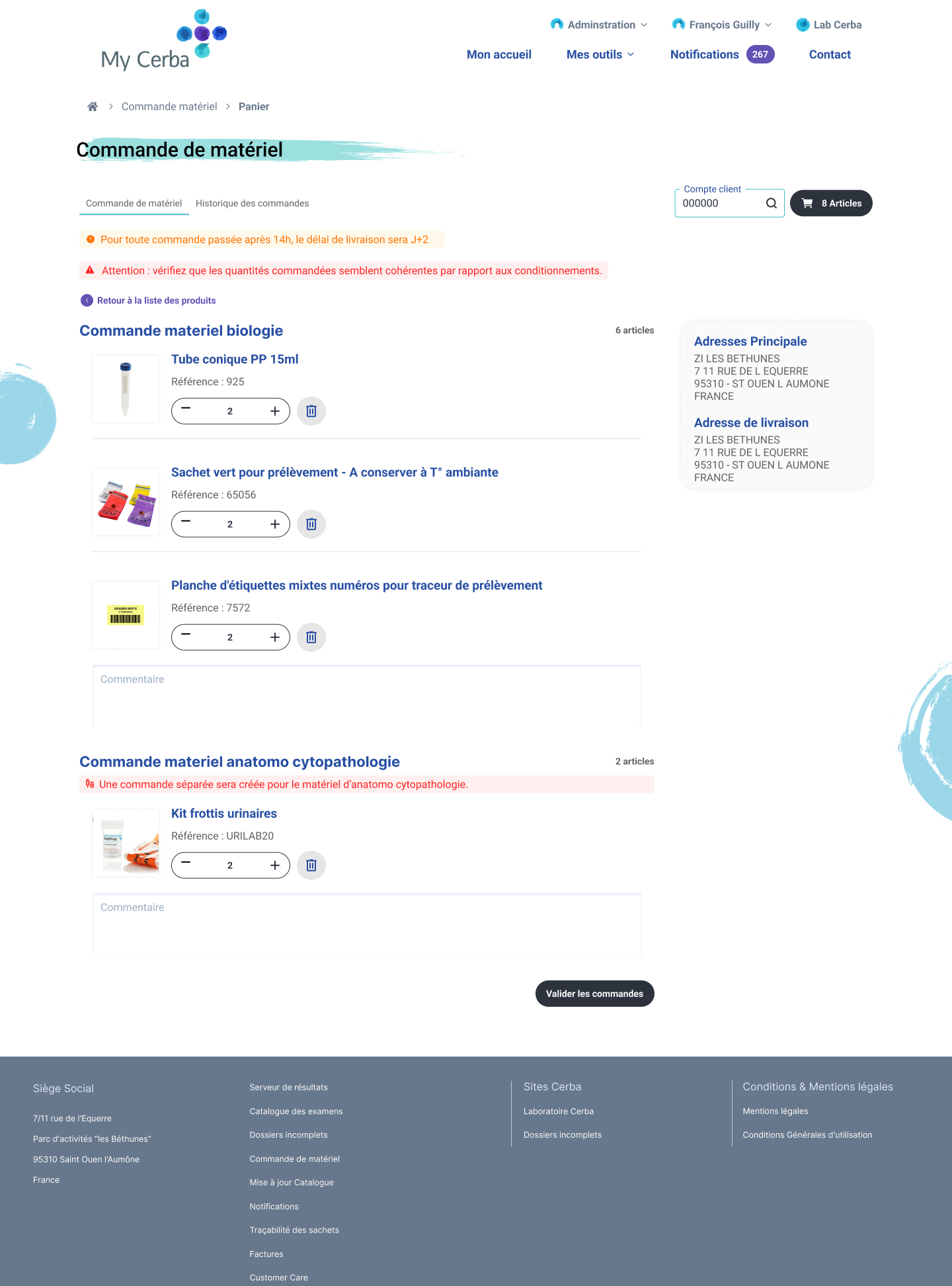Page panier