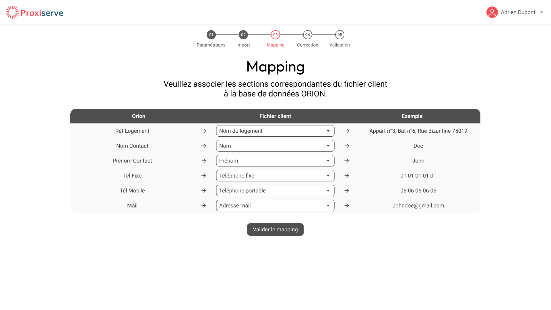 Étape 3 — Mapping de colonnes